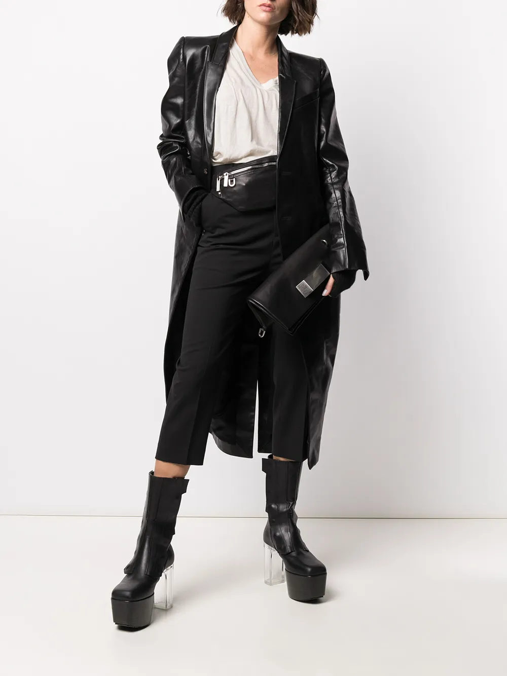фото Rick owens пальто миди из искусственной кожи