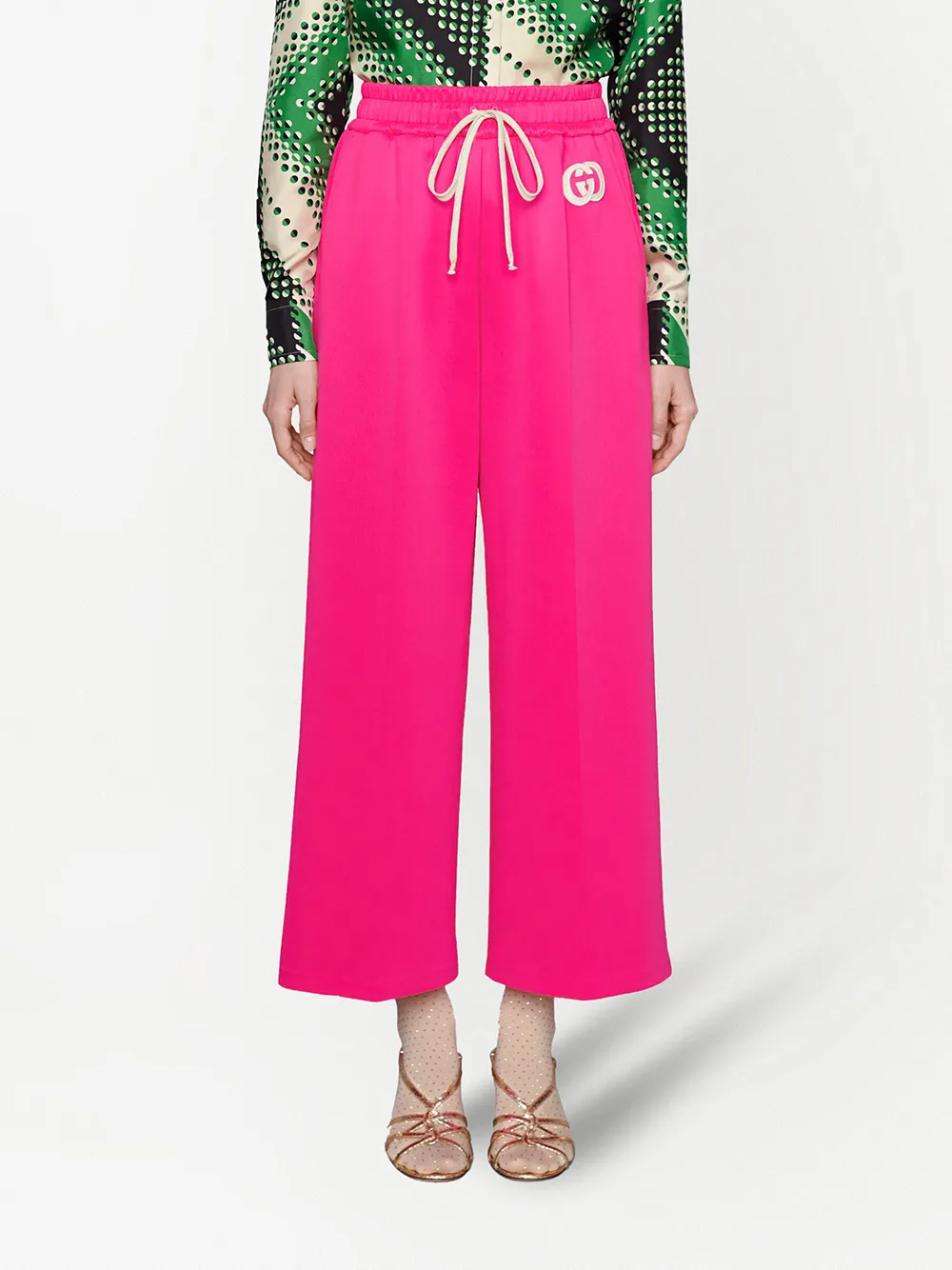фото Gucci укороченные спортивные брюки с логотипом interlocking c