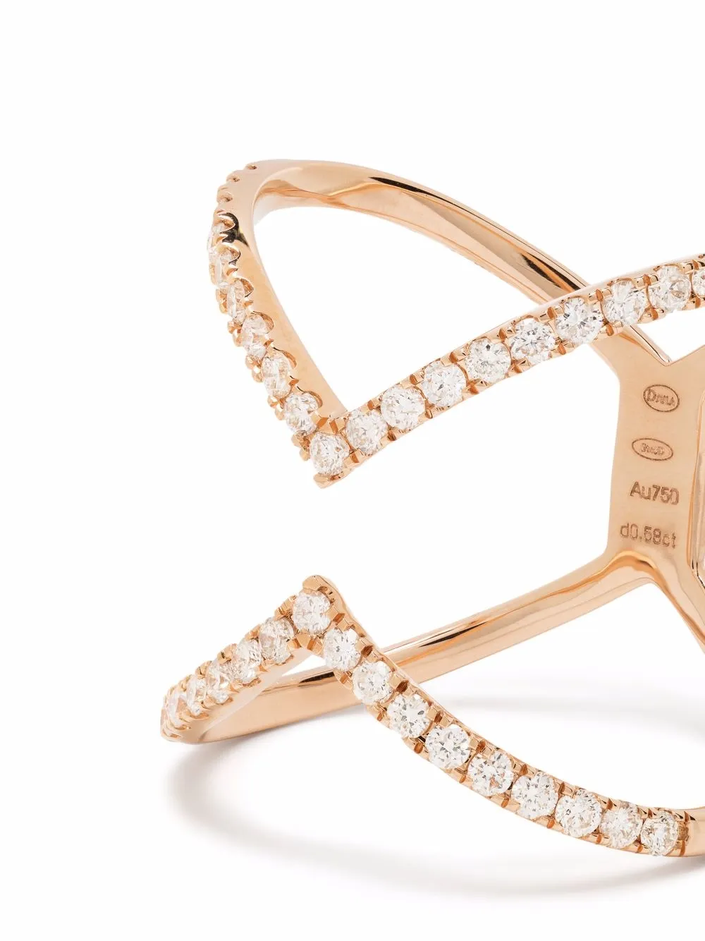 фото Djula кольцо open v из розового золота с бриллиантами