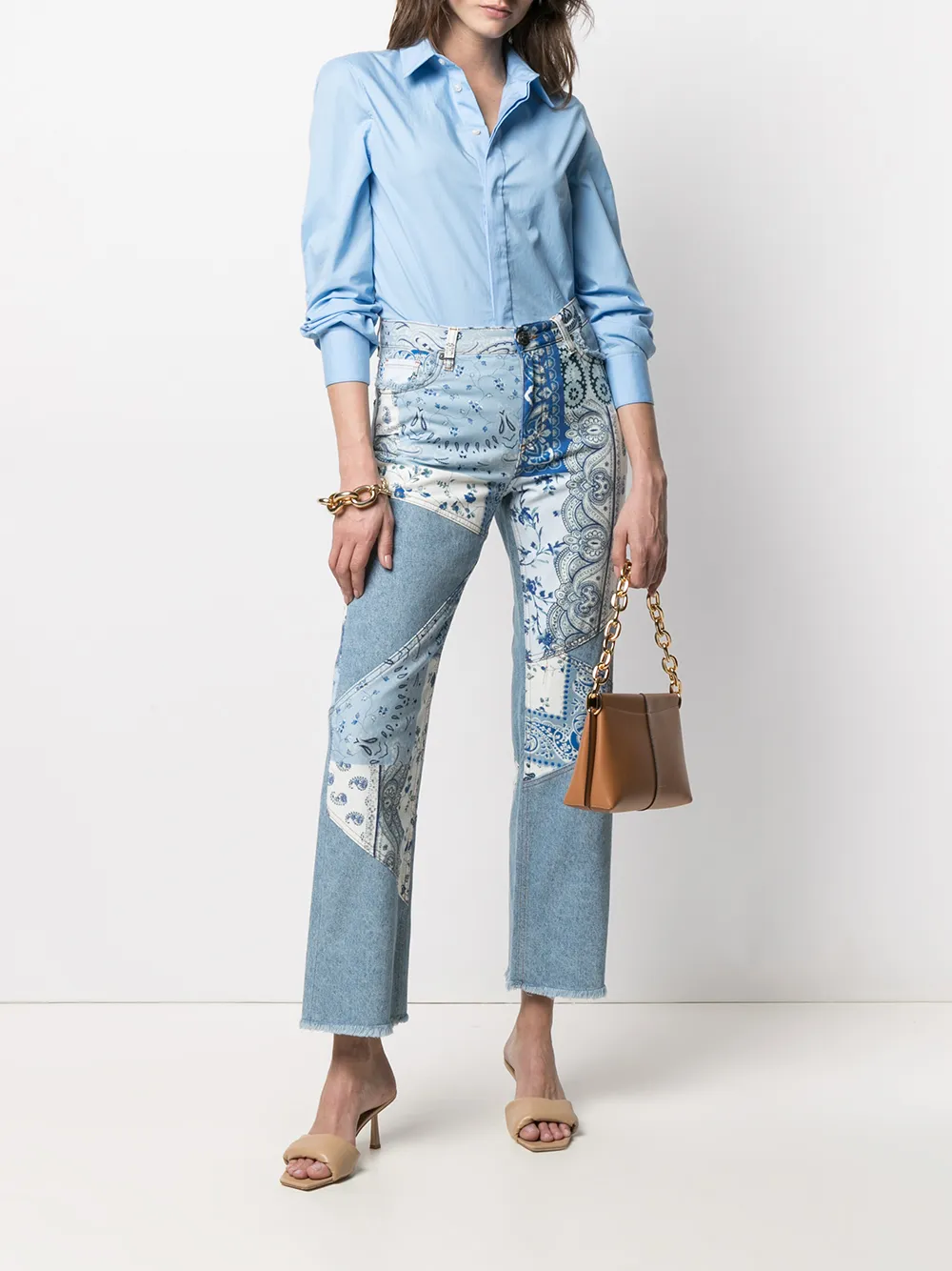 фото Etro джинсы в технике пэчворк