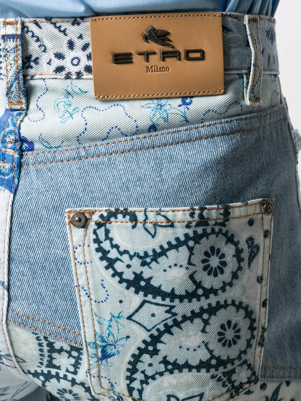 фото Etro джинсы в технике пэчворк