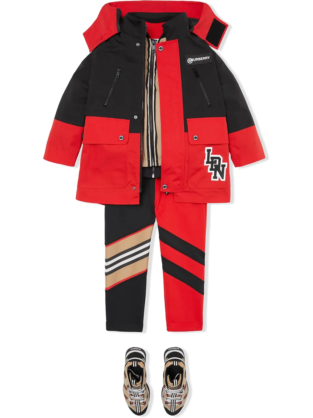 фото Burberry kids пуховик со вставками