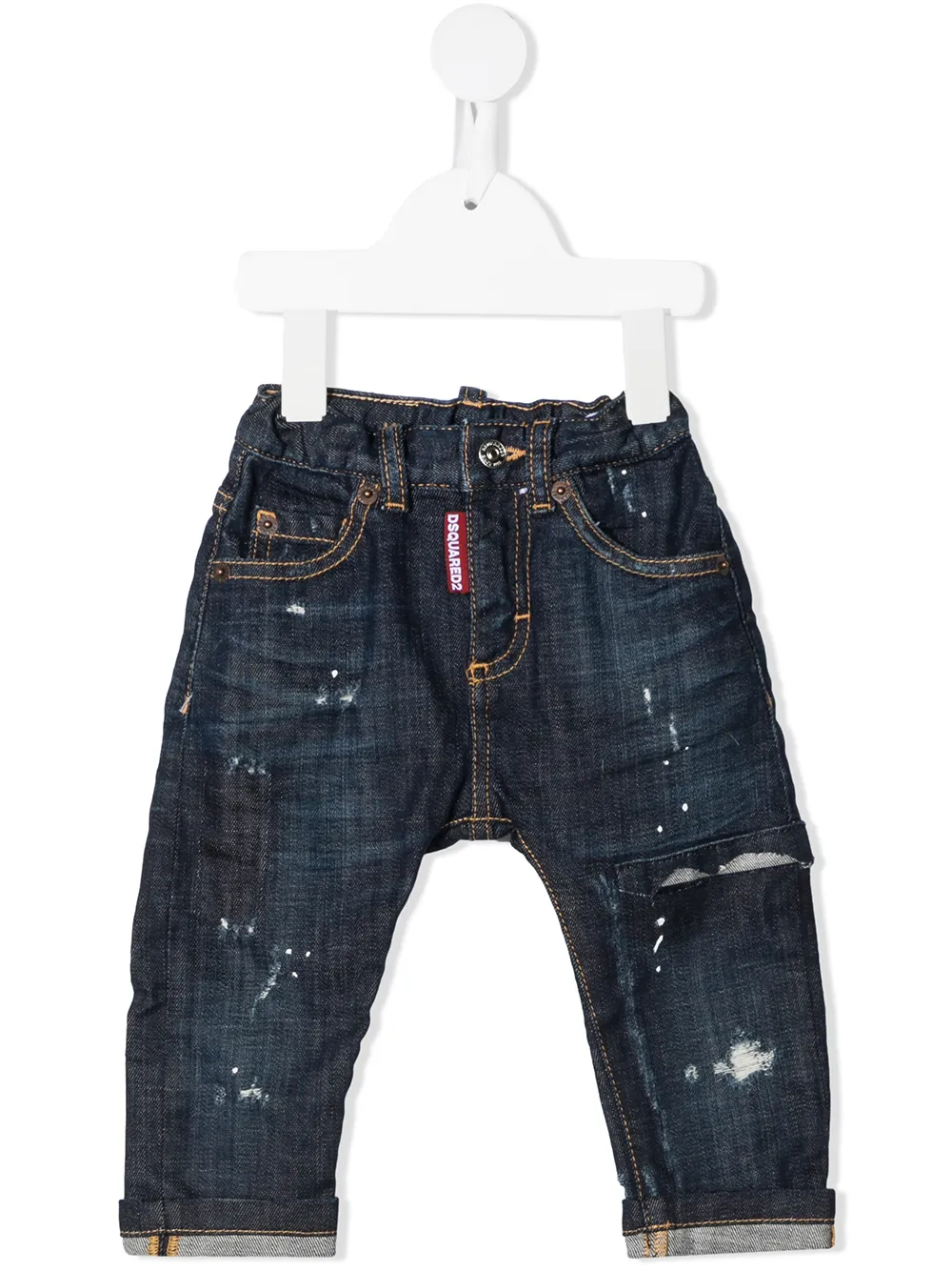 фото Dsquared2 kids прямые джинсы с эффектом потертости