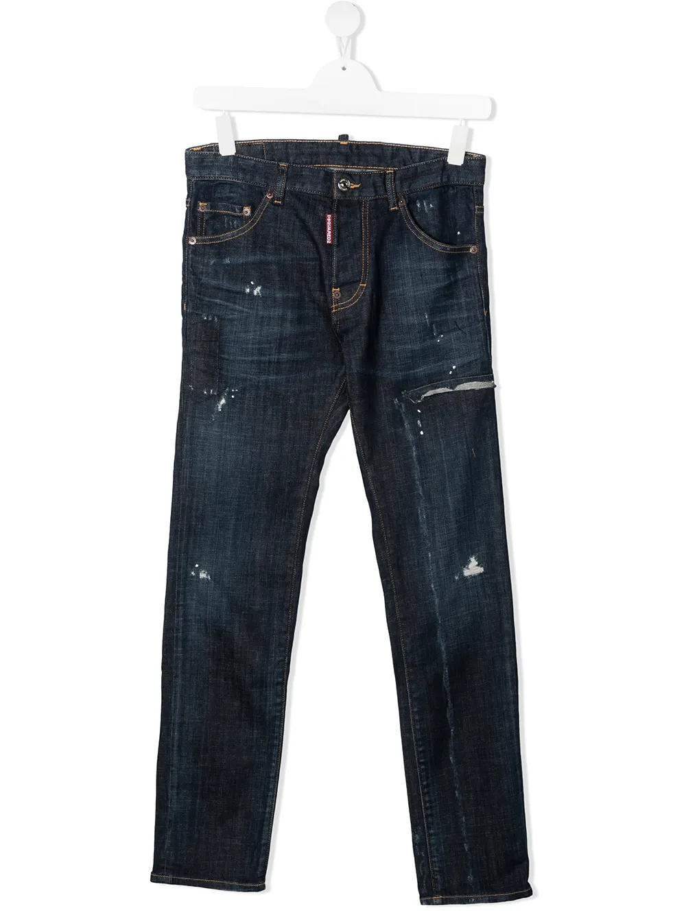 фото Dsquared2 kids прямые джинсы с эффектом потертости