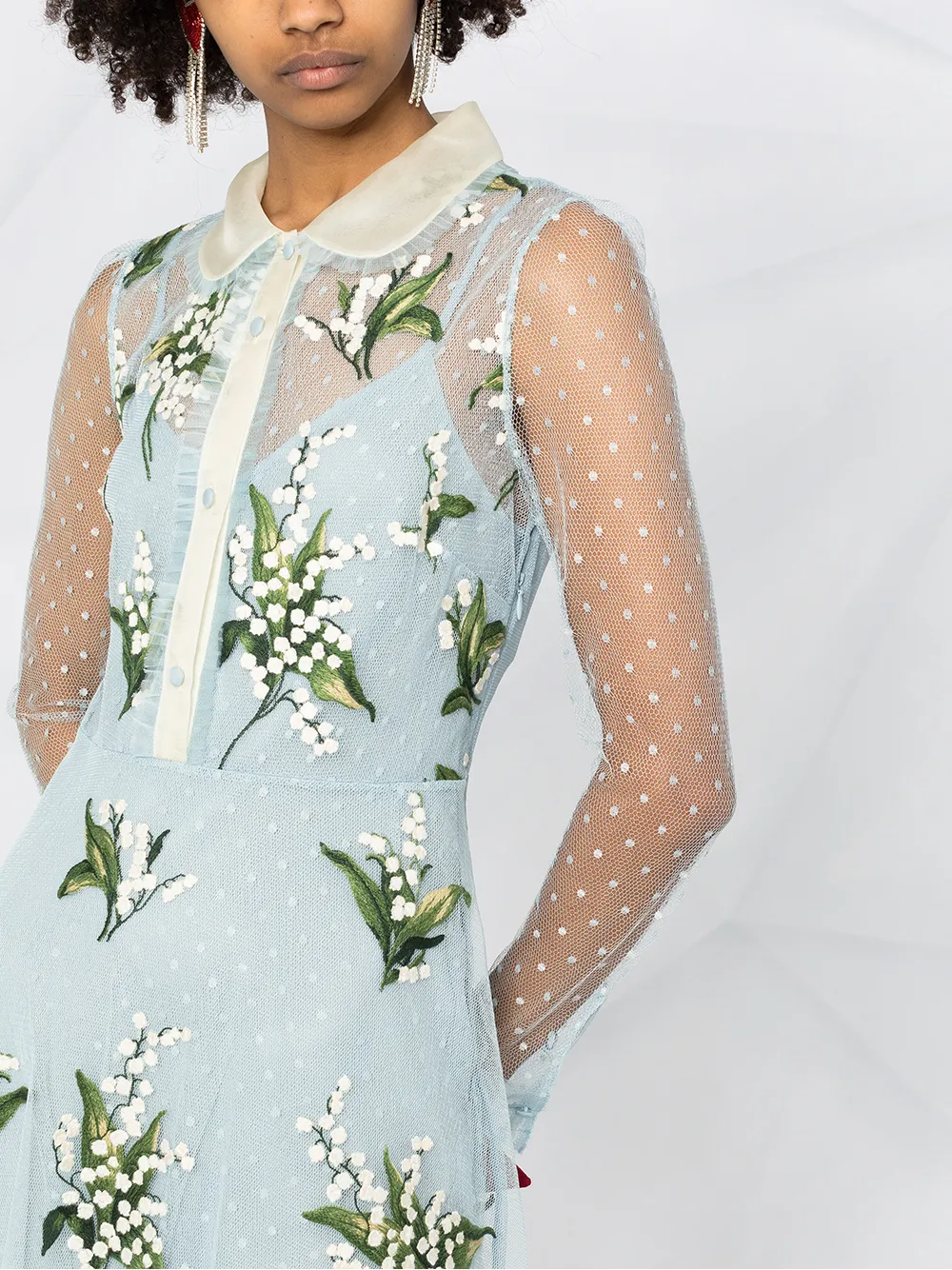 фото Red valentino платье миди с цветочным кружевом