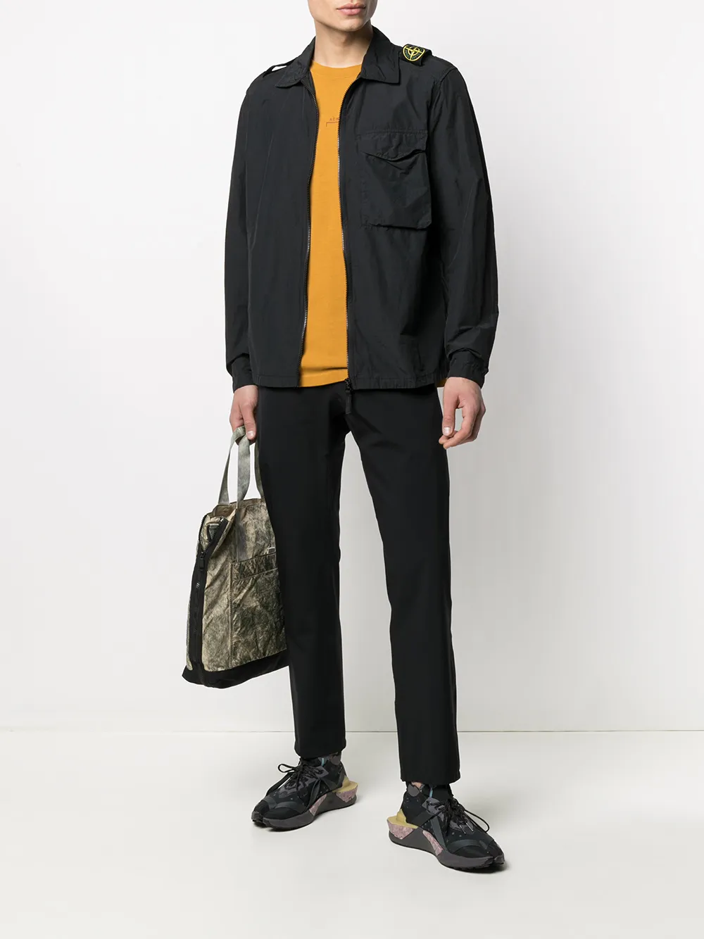 фото Stone island куртка-рубашка на молнии с нашивкой-логотипом