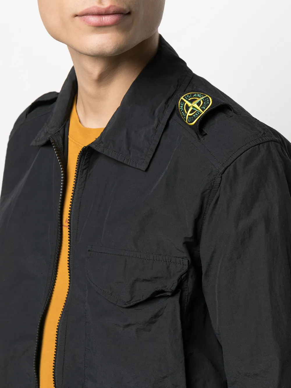 фото Stone island куртка-рубашка на молнии с нашивкой-логотипом