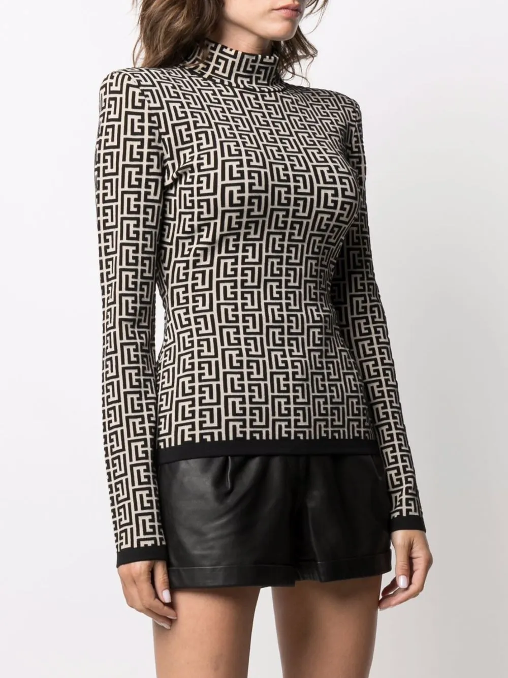фото Balmain топ с высоким воротником и жаккардовым логотипом