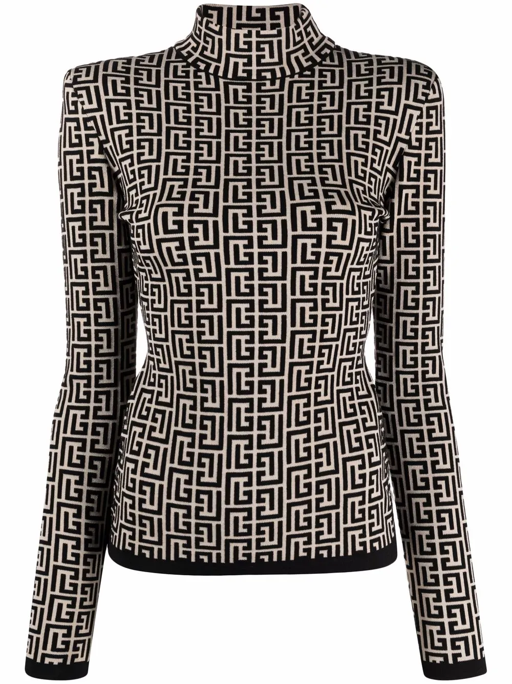 фото Balmain топ с высоким воротником и жаккардовым логотипом
