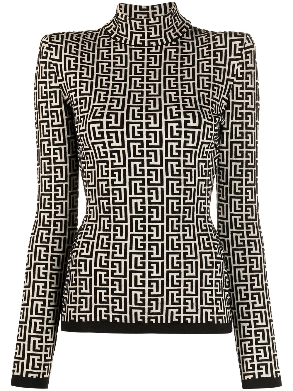 фото Balmain топ с высоким воротником и жаккардовым логотипом