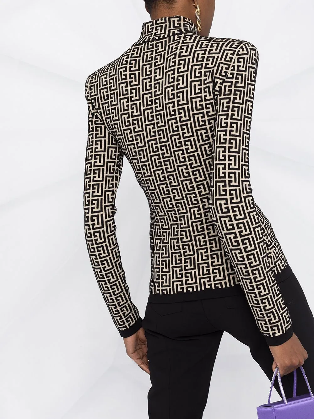 фото Balmain топ с высоким воротником и жаккардовым логотипом