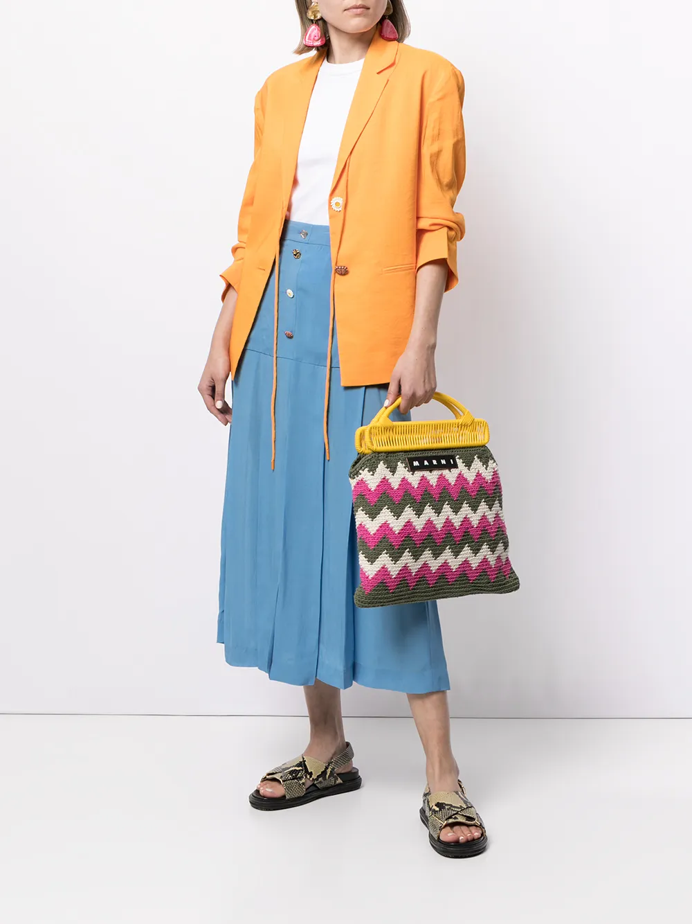фото Marni market плетеная сумка-тоут с узором зигзаг