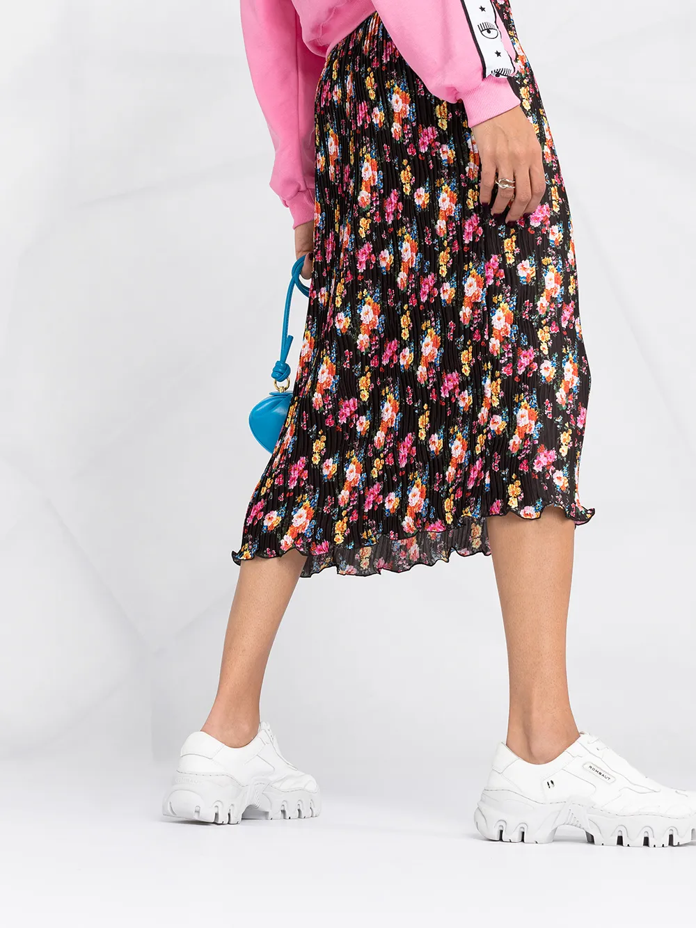 фото Msgm плиссированная юбка с цветочным принтом