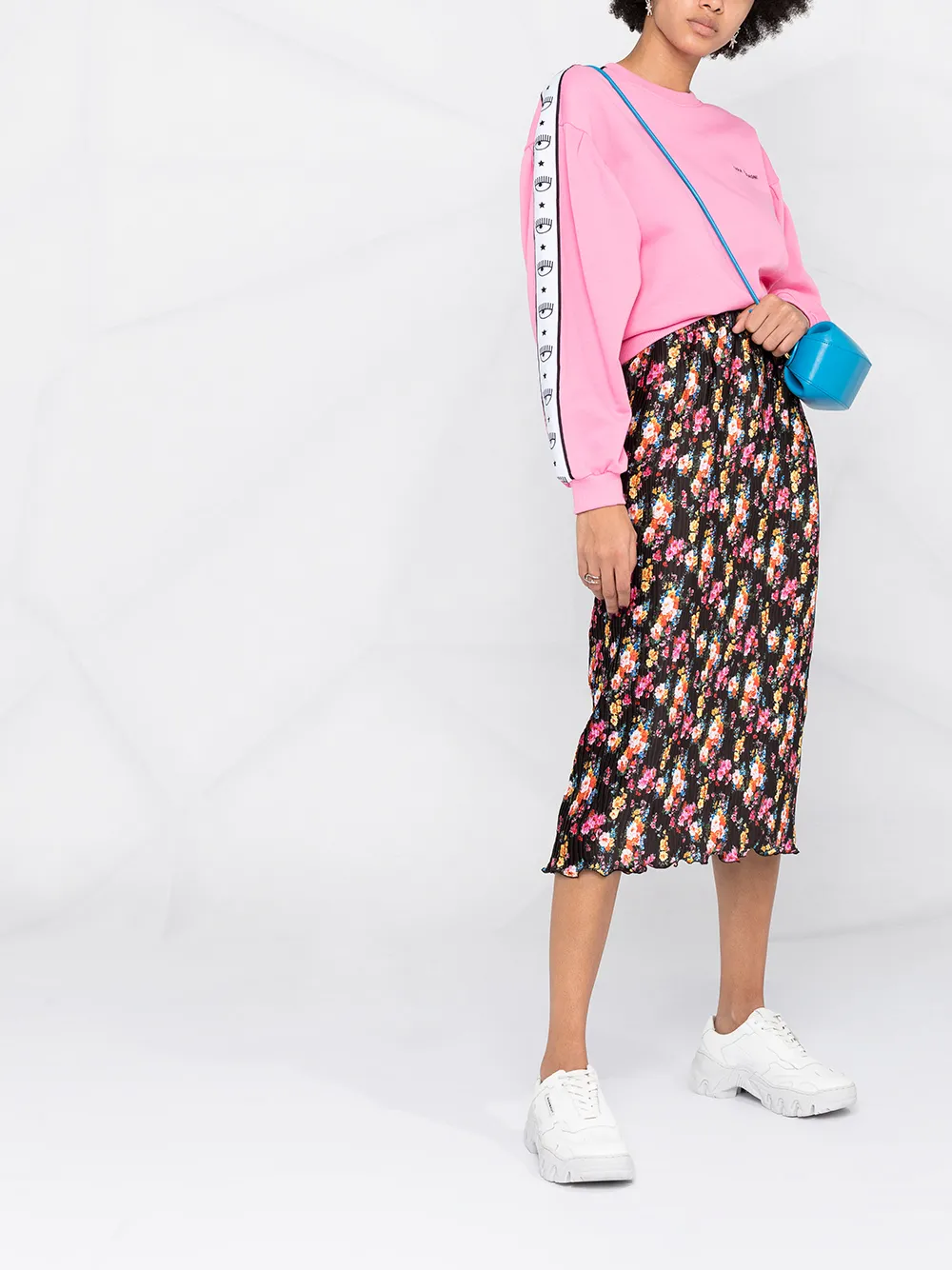 фото Msgm плиссированная юбка с цветочным принтом