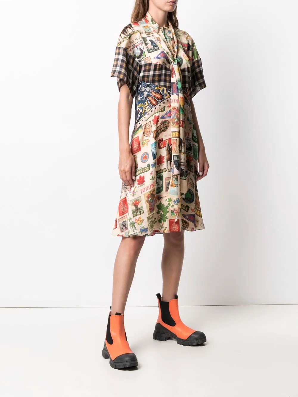 фото Dsquared2 платье в технике пэчворк