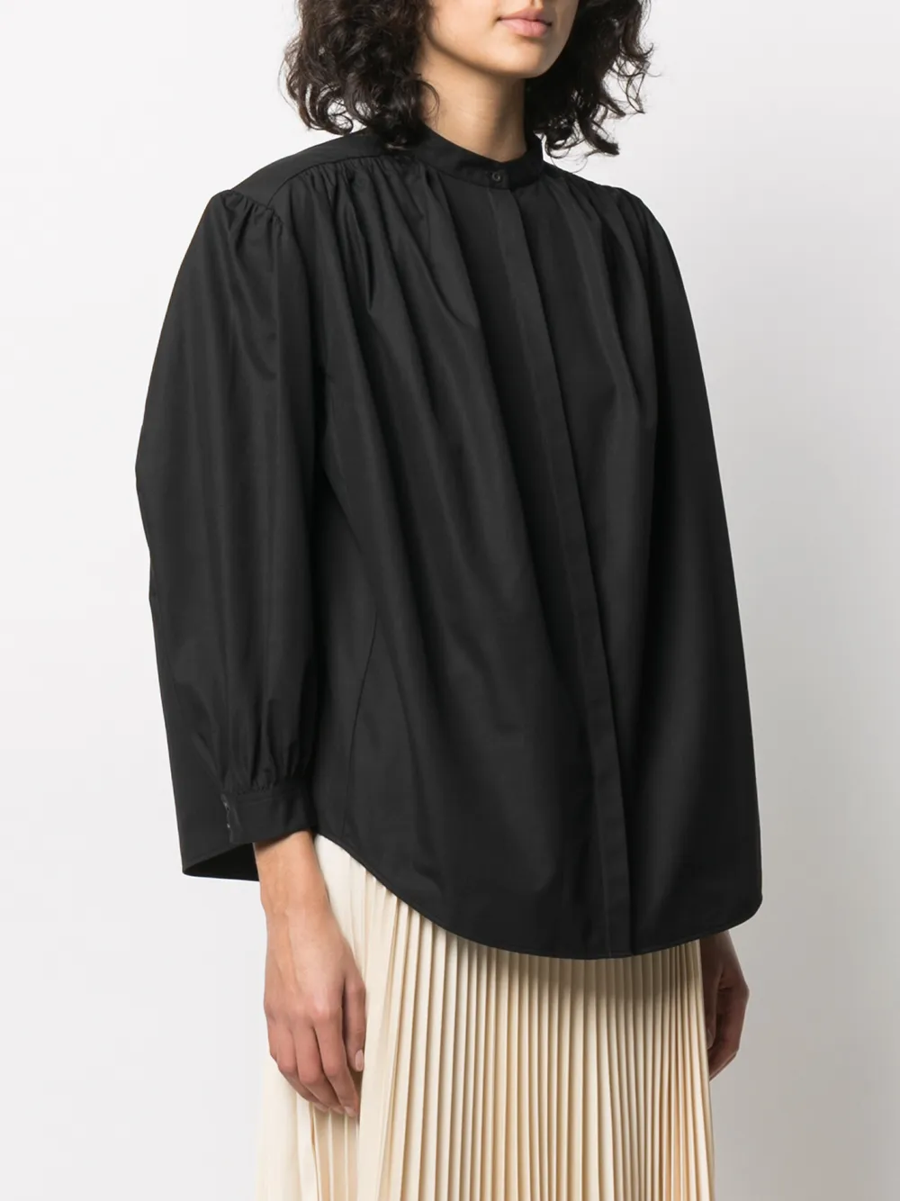 фото Jil sander рубашка без воротника с пышными рукавами