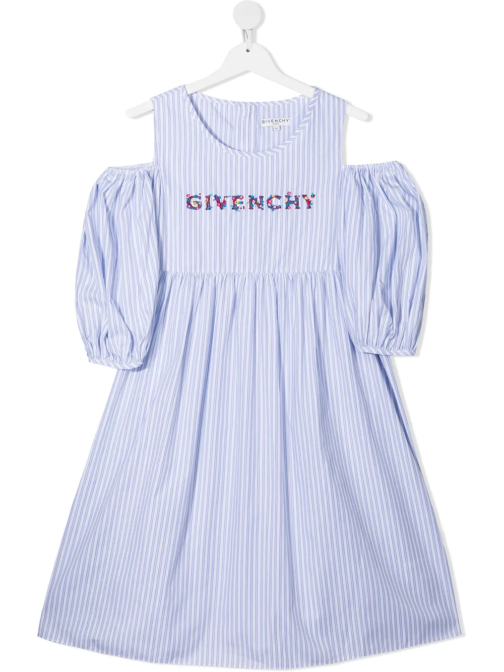 фото Givenchy kids полосатое платье с вышитым логотипом
