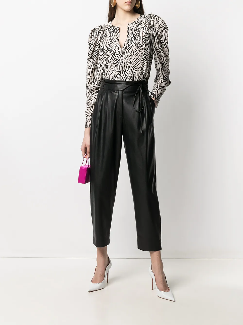 фото Pinko зауженные брюки из искусственной кожи
