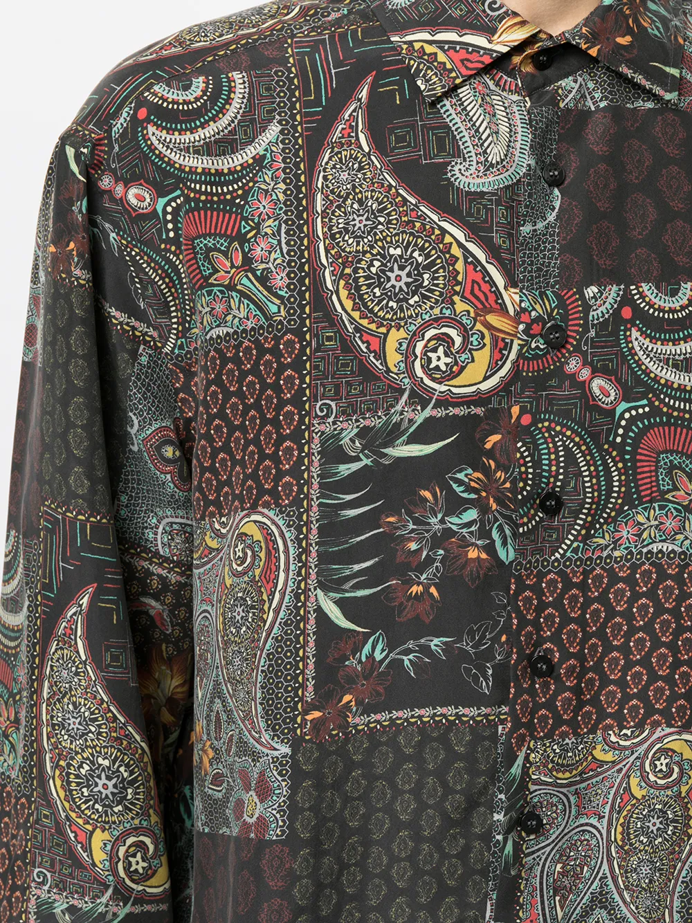 фото Etro рубашка с принтом пейсли в технике пэчворк