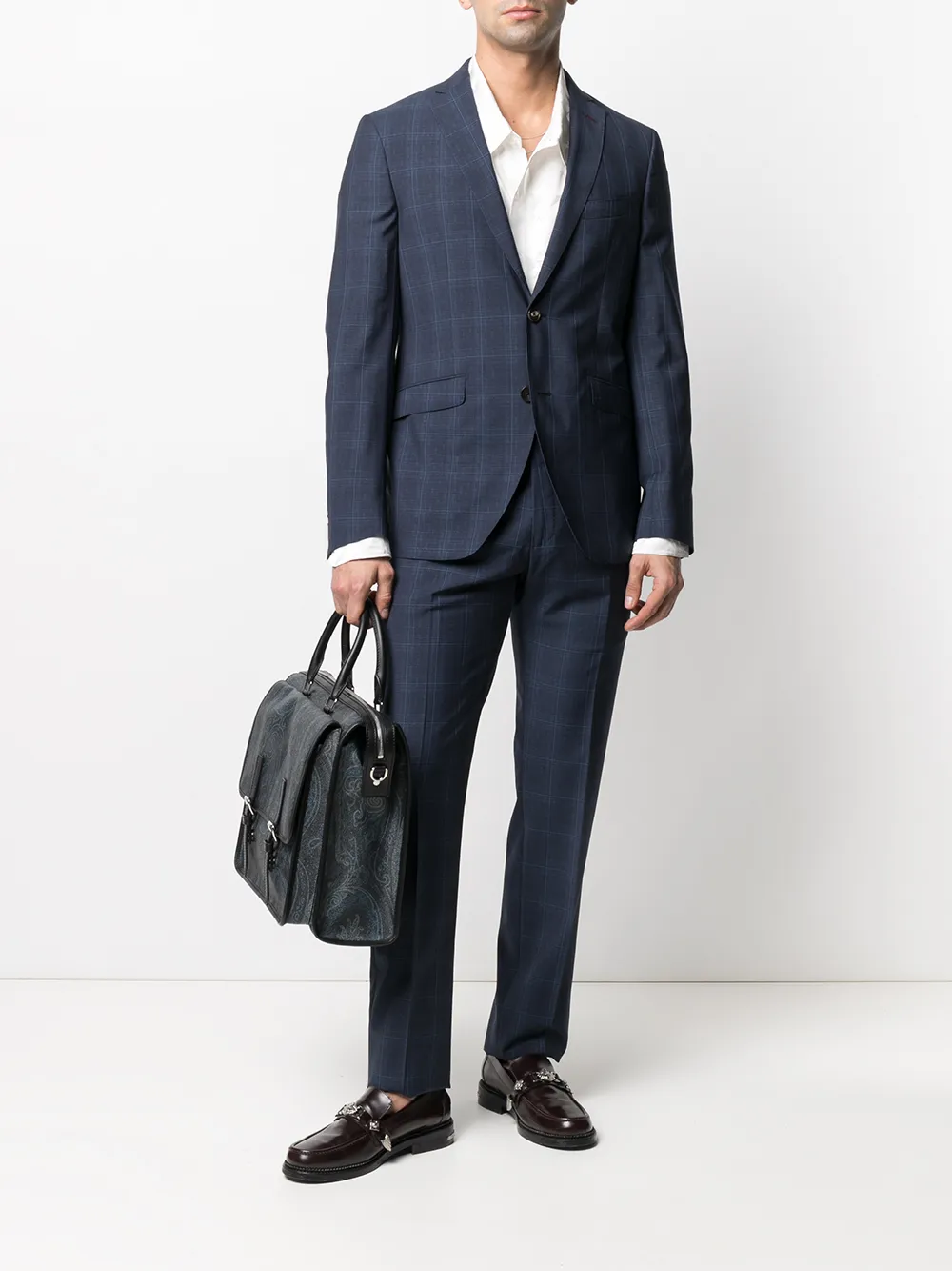 фото Etro клетчатый костюм с однобортным пиджаком