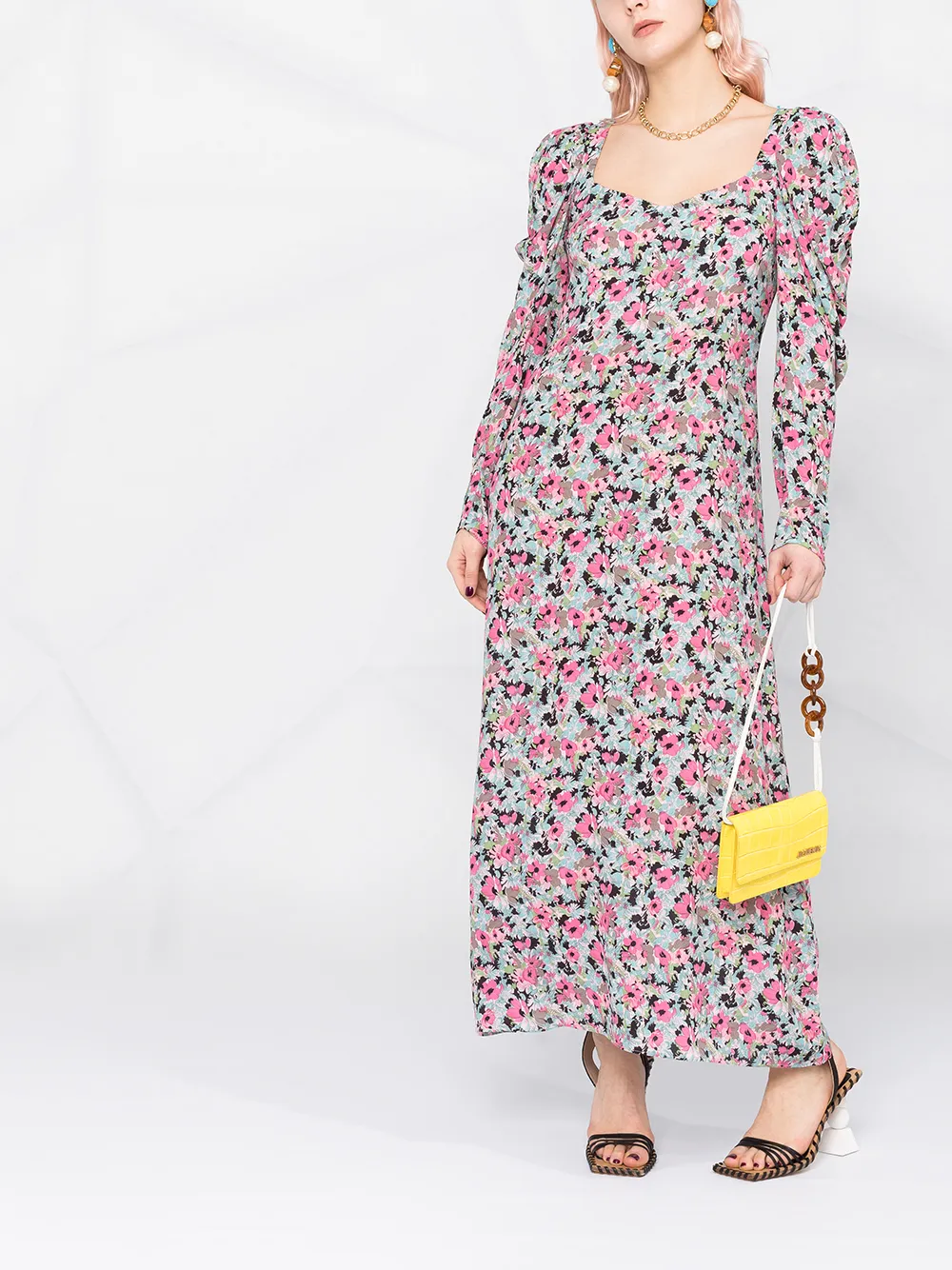 фото M missoni длинное платье с цветочным принтом
