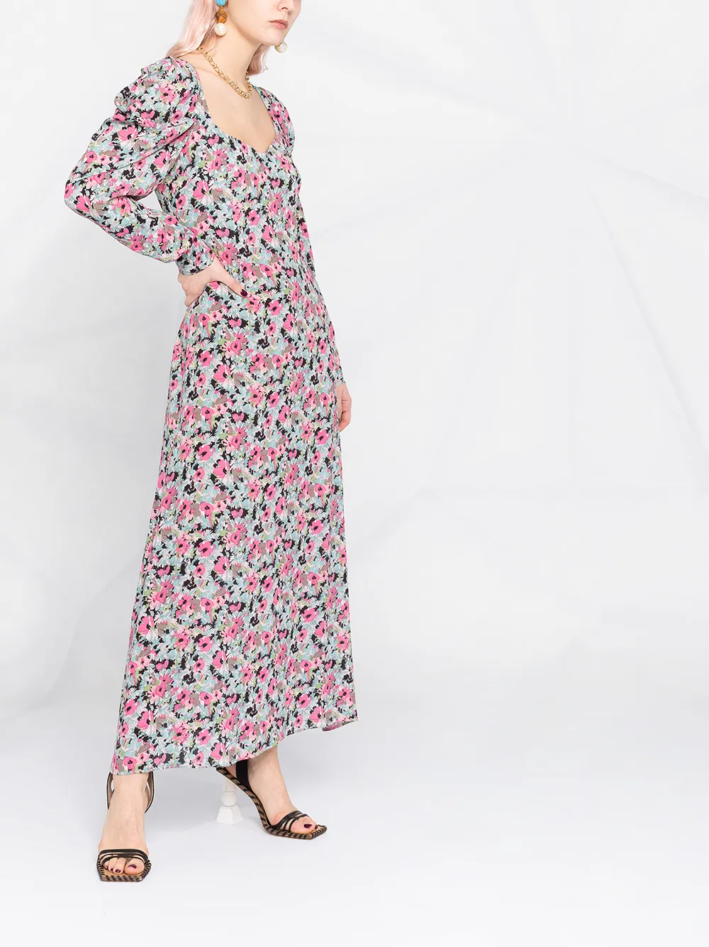 фото M missoni длинное платье с цветочным принтом