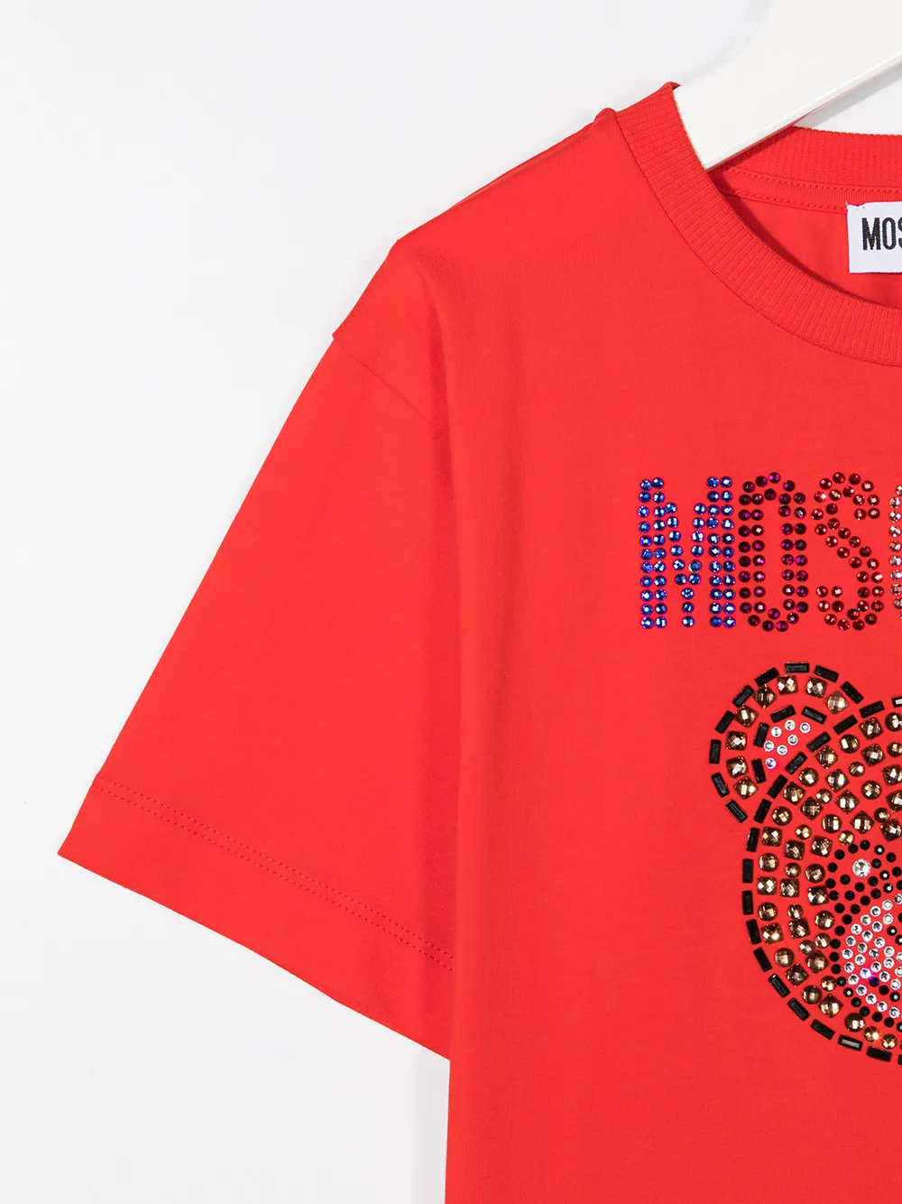фото Moschino kids футболка с круглым вырезом и логотипом со стразами