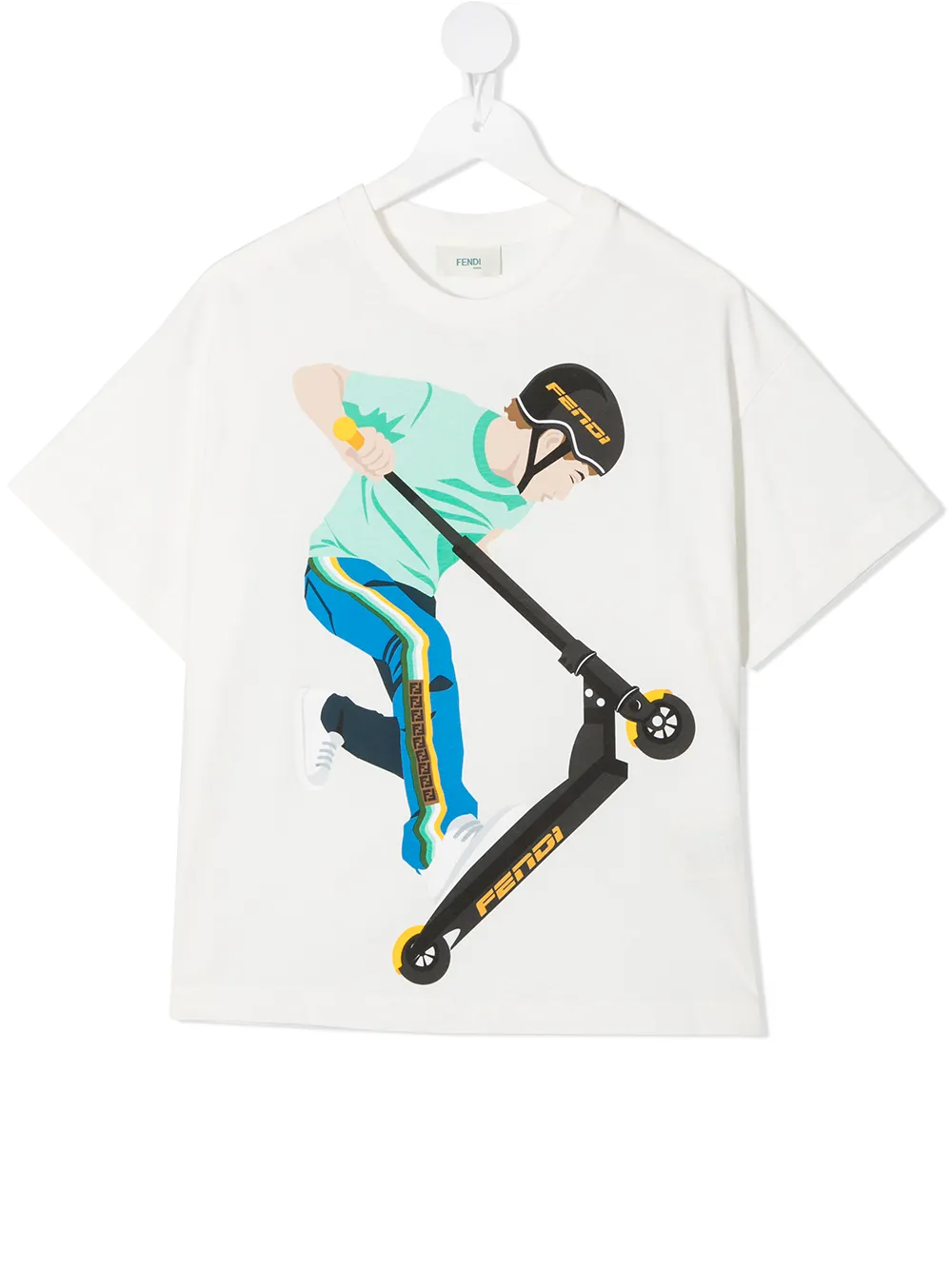 Fendi Kids playera con motivo de monopatín - Blanco