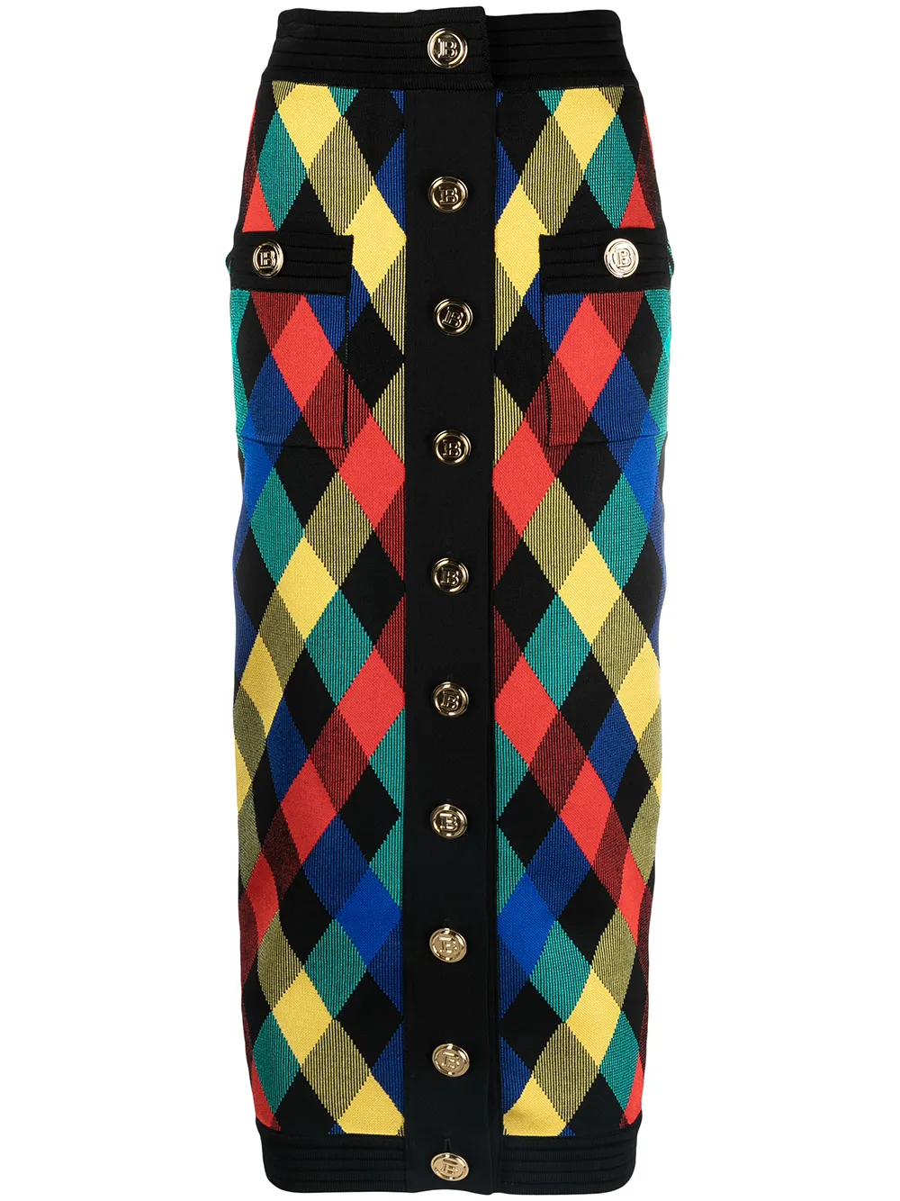фото Balmain трикотажная юбка в клетку