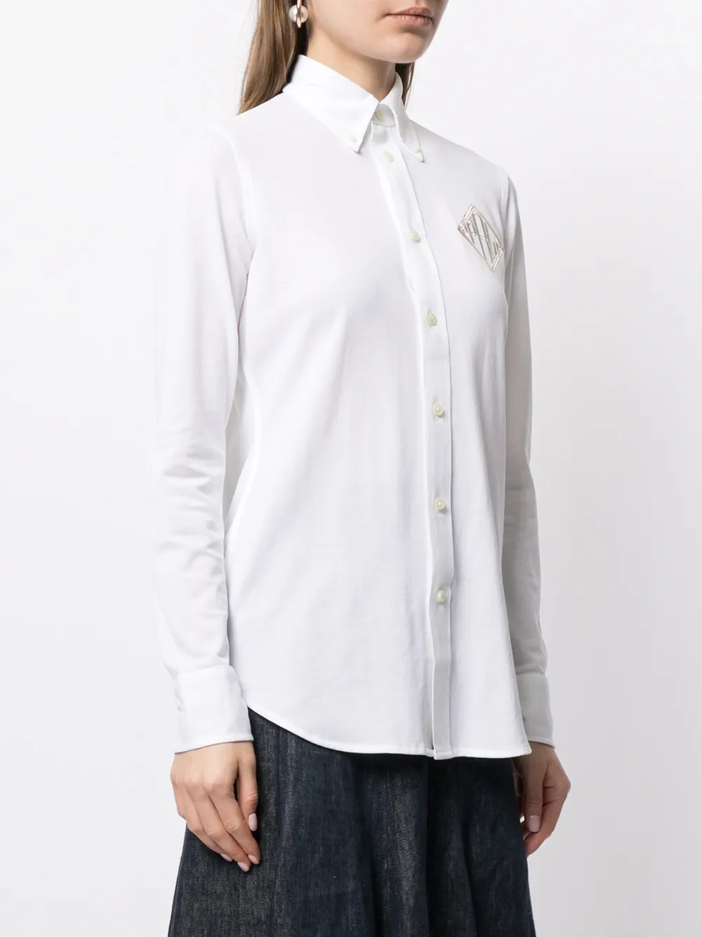 фото Polo ralph lauren рубашка с вышивкой и длинными рукавами