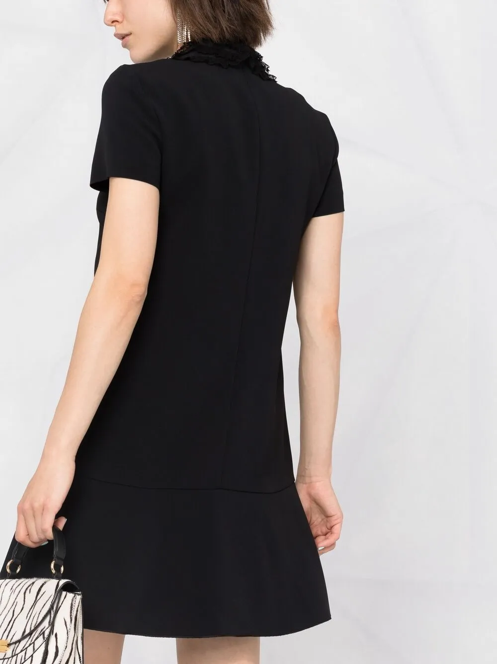 фото Red valentino расклешенное платье мини со вставками из тюля пуэн деспри