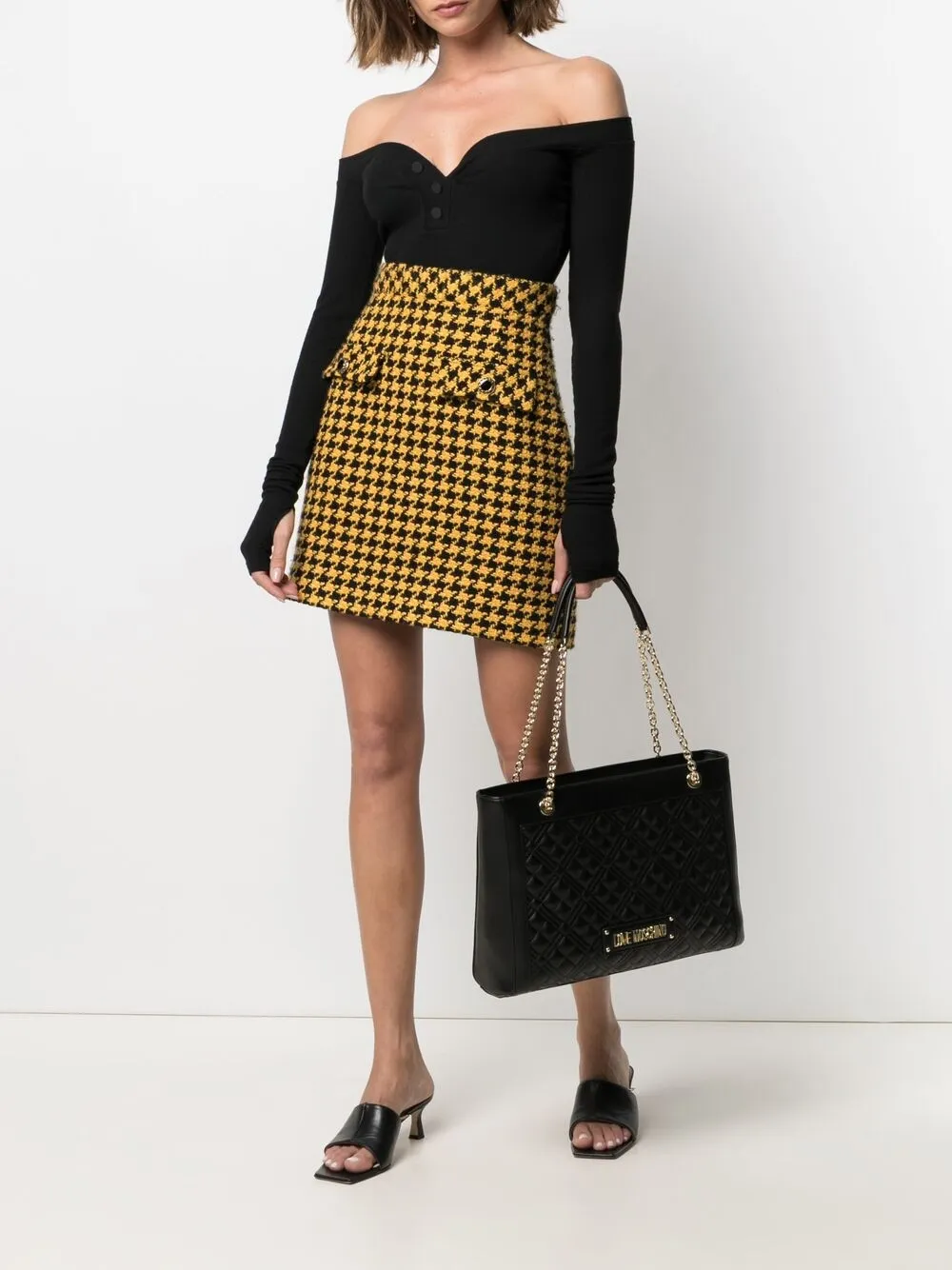 фото Love moschino стеганая сумка-тоут с логотипом