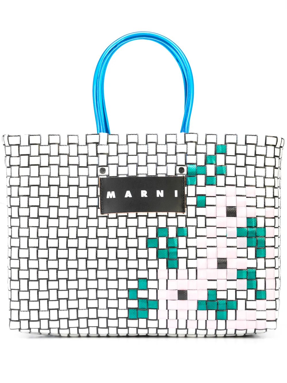 фото Marni market большая плетеная сумка-тоут