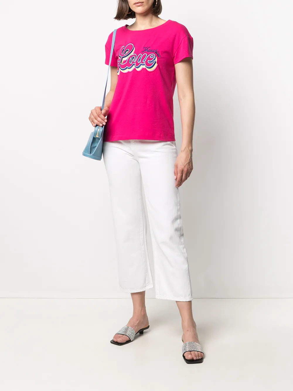 фото Love moschino футболка с вышитым логотипом