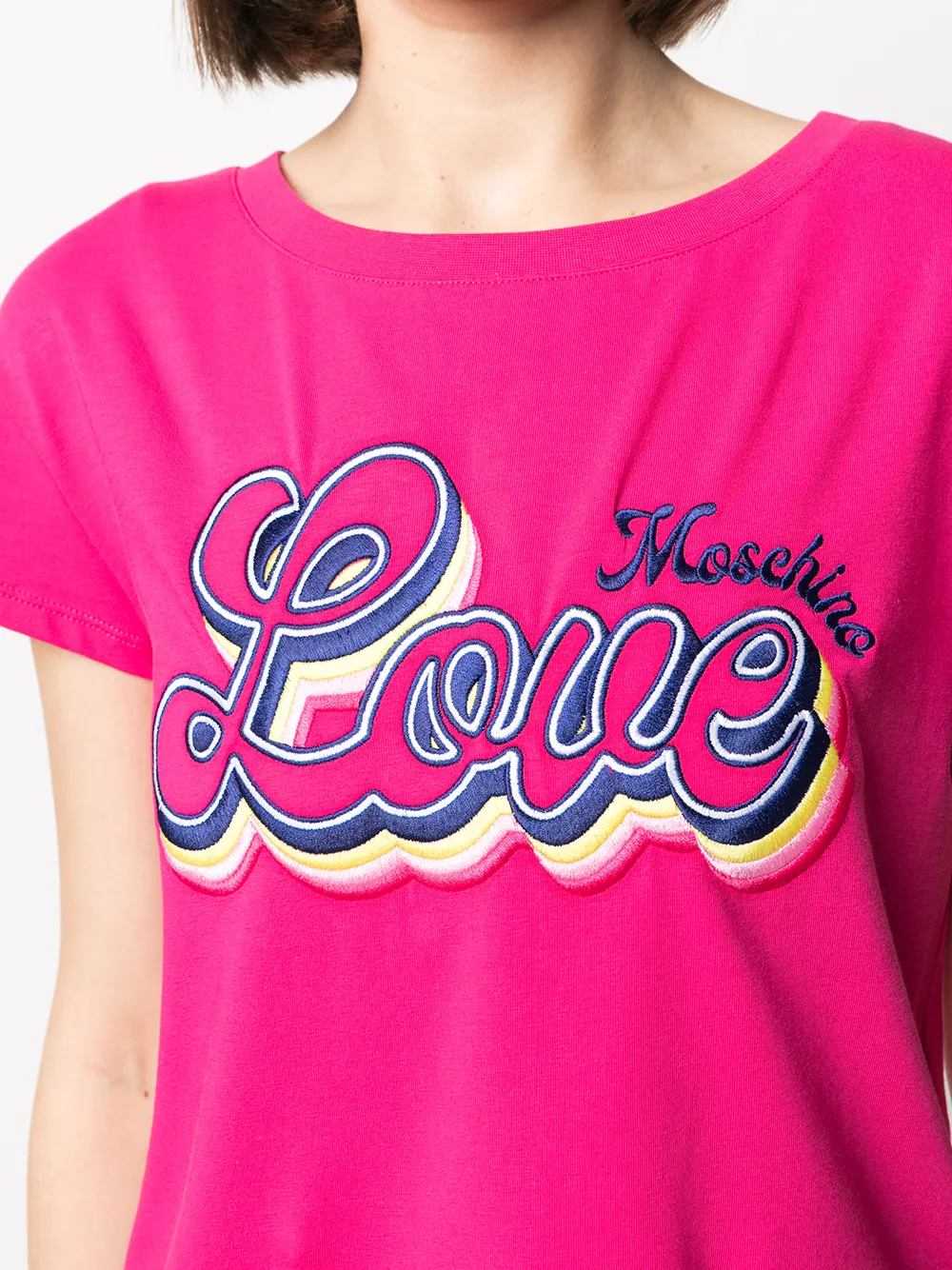 фото Love moschino футболка с вышитым логотипом