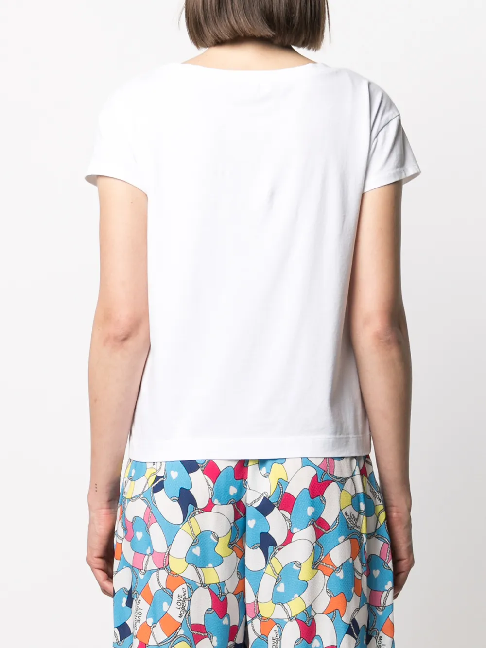 фото Love moschino футболка с вырезом-лодочкой и логотипом