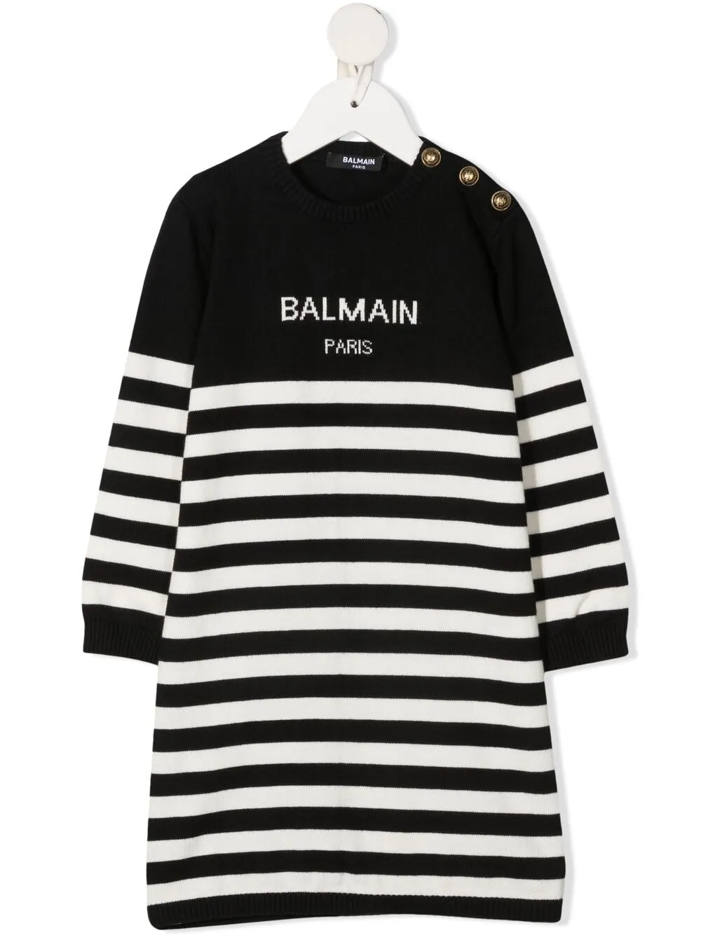 фото Balmain kids платье в полоску с логотипом