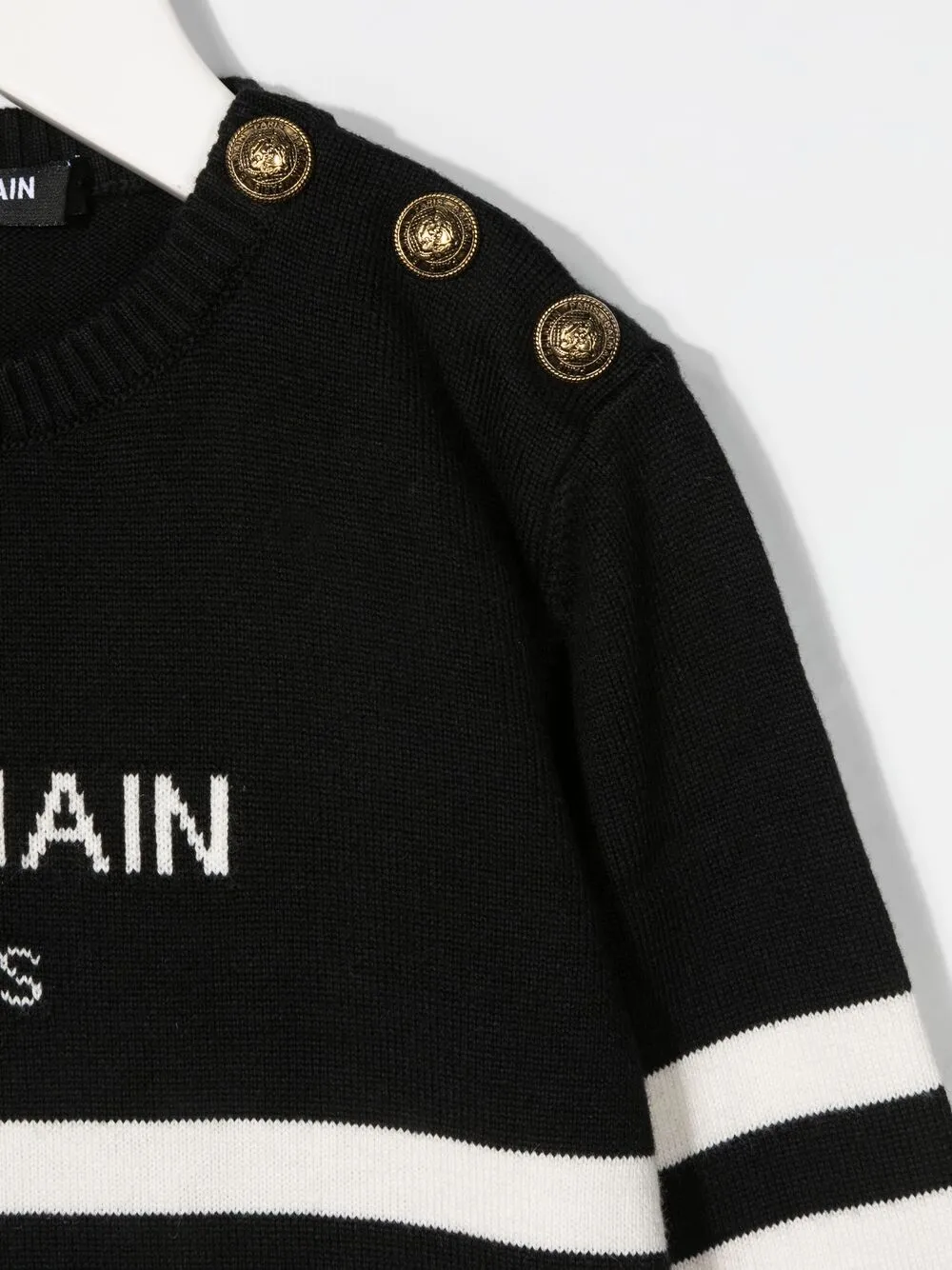 фото Balmain kids платье в полоску с логотипом
