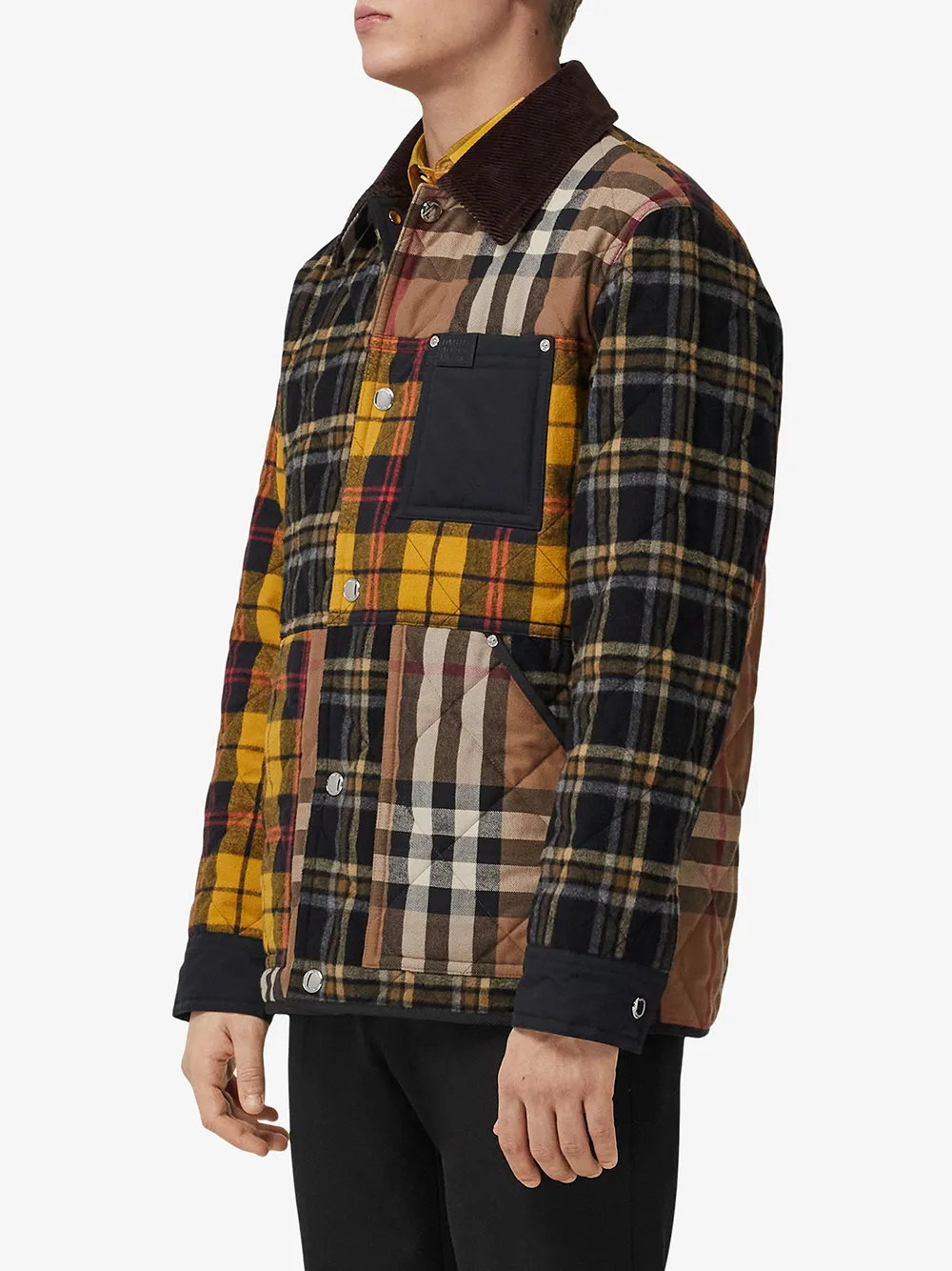 фото Burberry клетчатая куртка в технике пэчворк