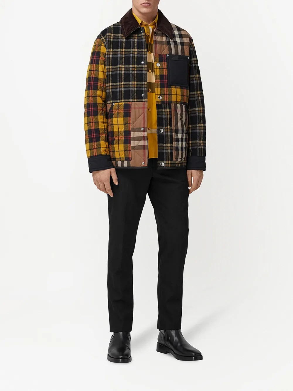 фото Burberry клетчатая куртка в технике пэчворк