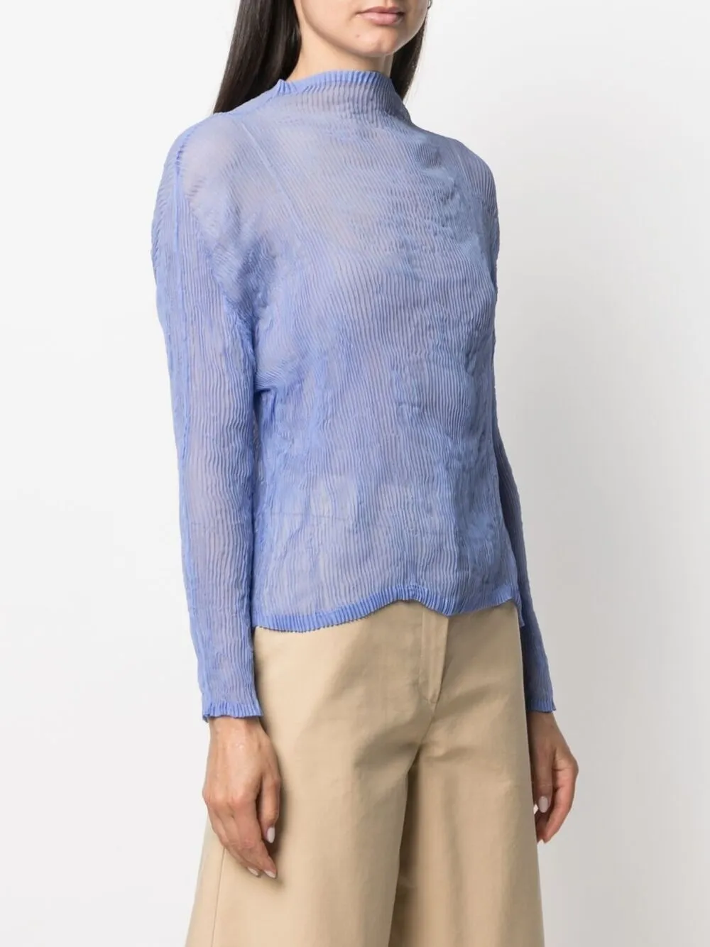 фото Issey miyake топ с длинными рукавами и плиссировкой