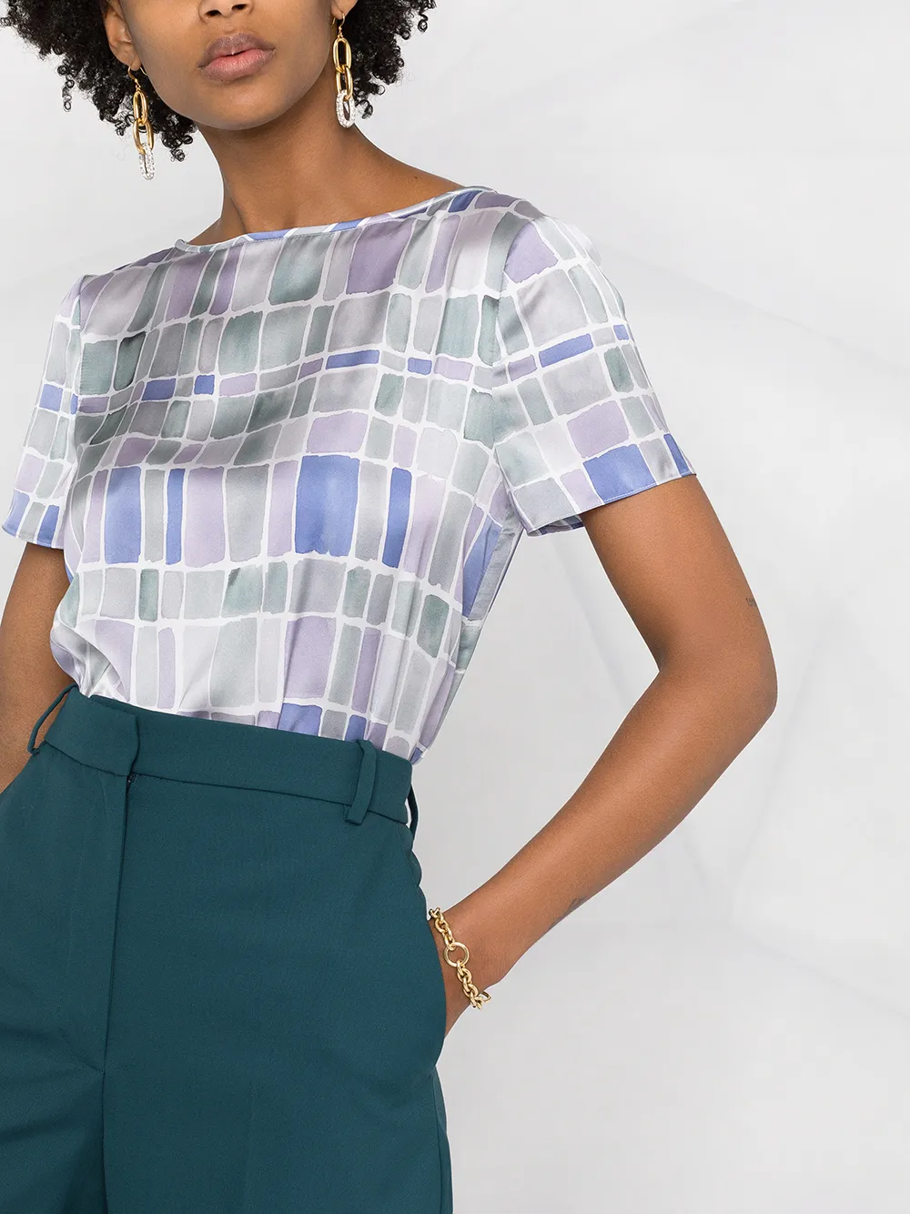 фото Emporio armani футболка с вырезом-лодочкой и геометричным принтом