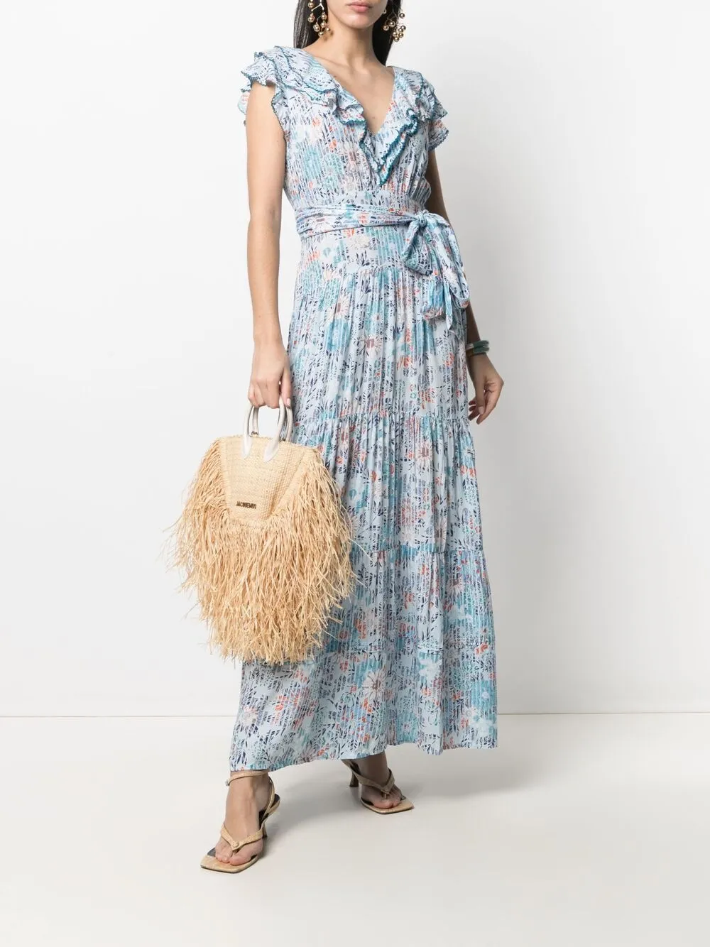 фото Poupette st barth платье макси с запахом и цветочным узором