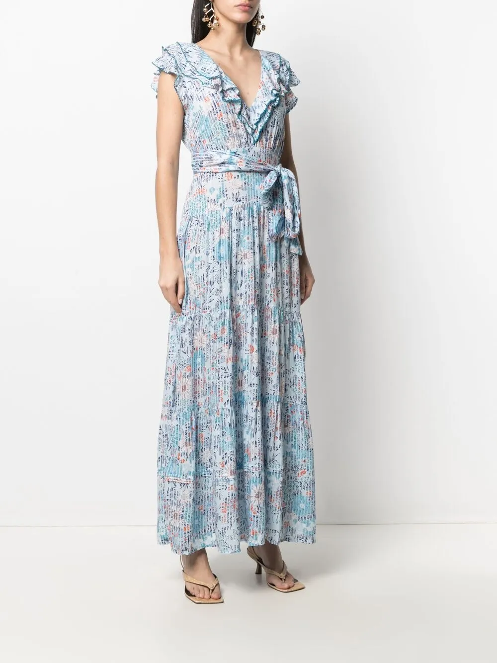 фото Poupette st barth платье макси с запахом и цветочным узором