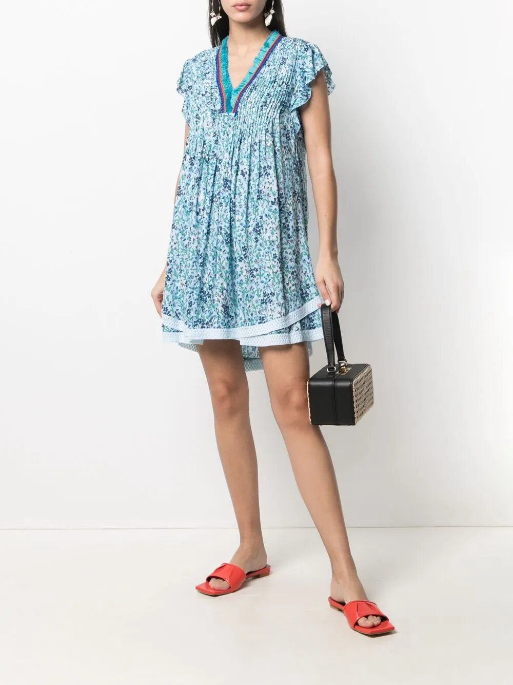 фото Poupette st barth короткое платье-трапеция с цветочным принтом