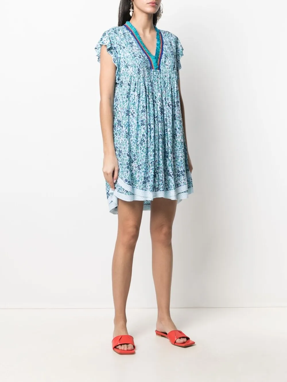 фото Poupette st barth короткое платье-трапеция с цветочным принтом