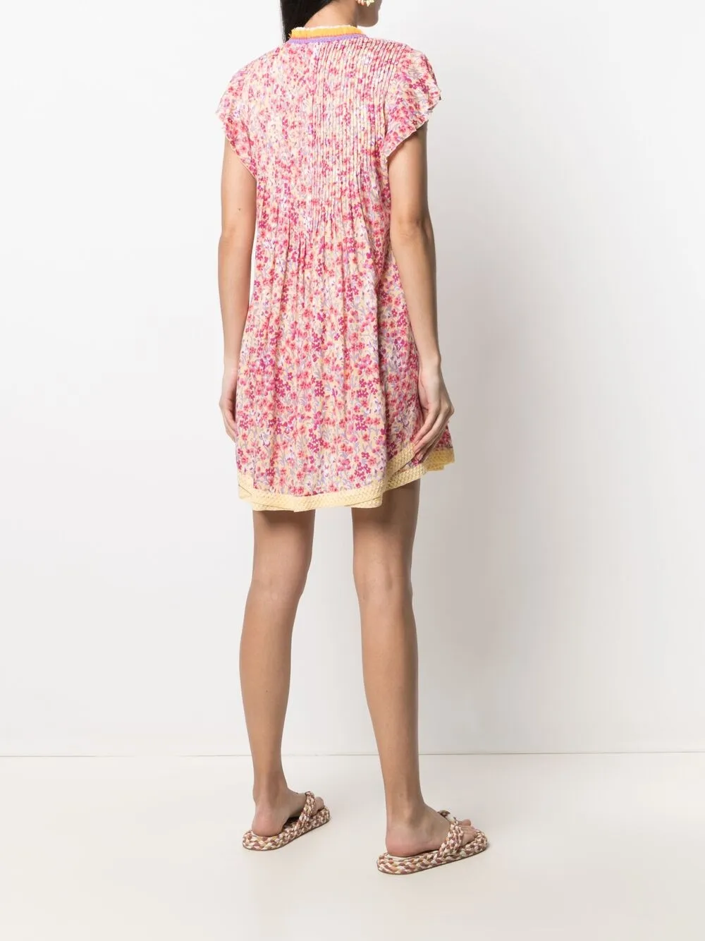 фото Poupette st barth расклешенное платье мини с цветочным принтом