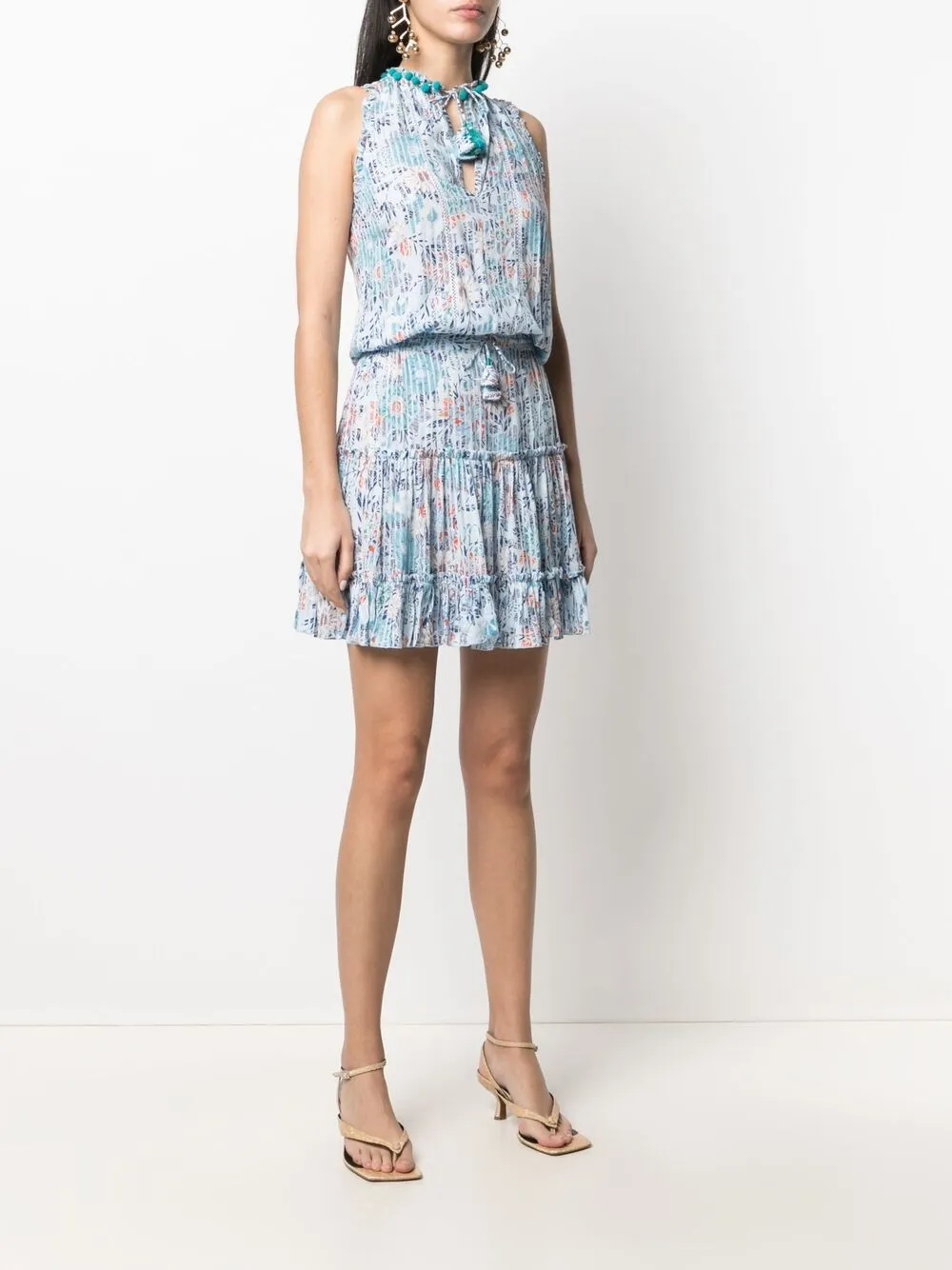 фото Poupette st barth короткое платье-трапеция с цветочным принтом