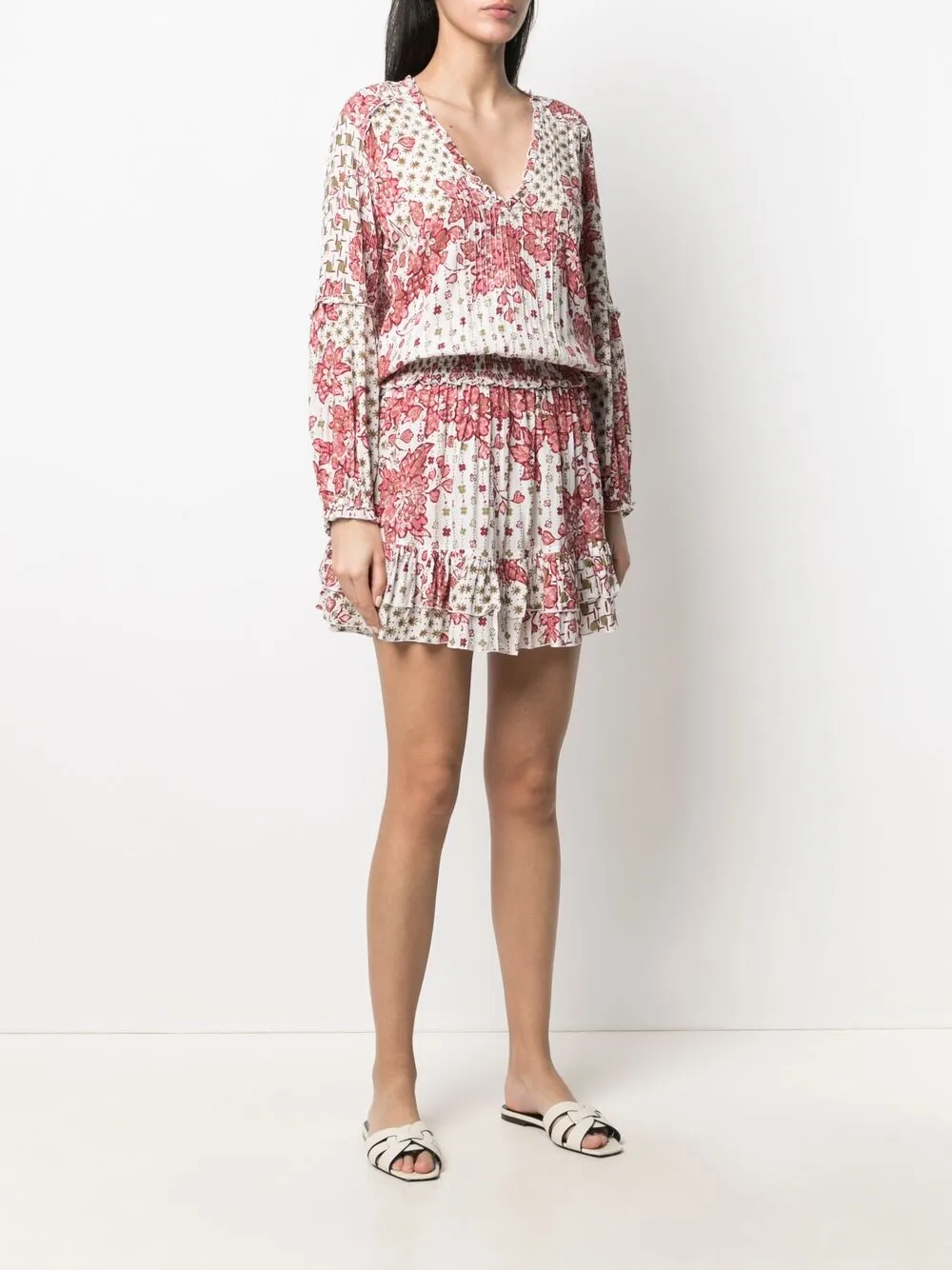 фото Poupette st barth короткое платье-трапеция с цветочным принтом