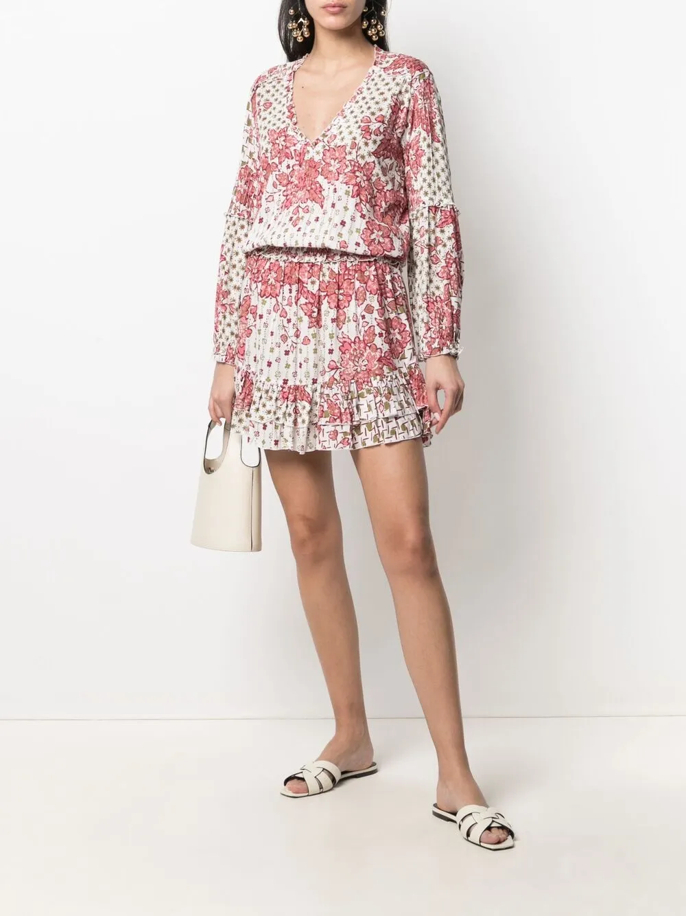 фото Poupette st barth короткое платье-трапеция с цветочным принтом